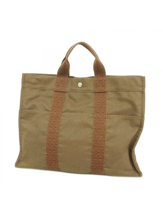 Hermes Handbags - ★SOLD★ Hermes Tote Her Line Canvas Brown Silver